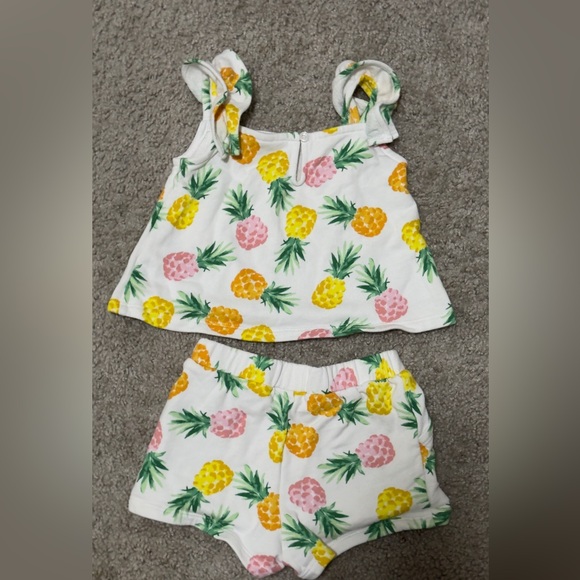 Janie and Jack Pineapple Ruffle Strap French Terry Top with shorts - Picture 4 of 4